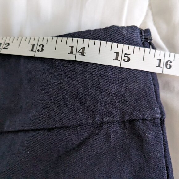 Talbots Chatham Cropped Pants Size 8 Navy Blue Side-Zip Ankle Vents Faux-Pockets - Picture 13 of 15